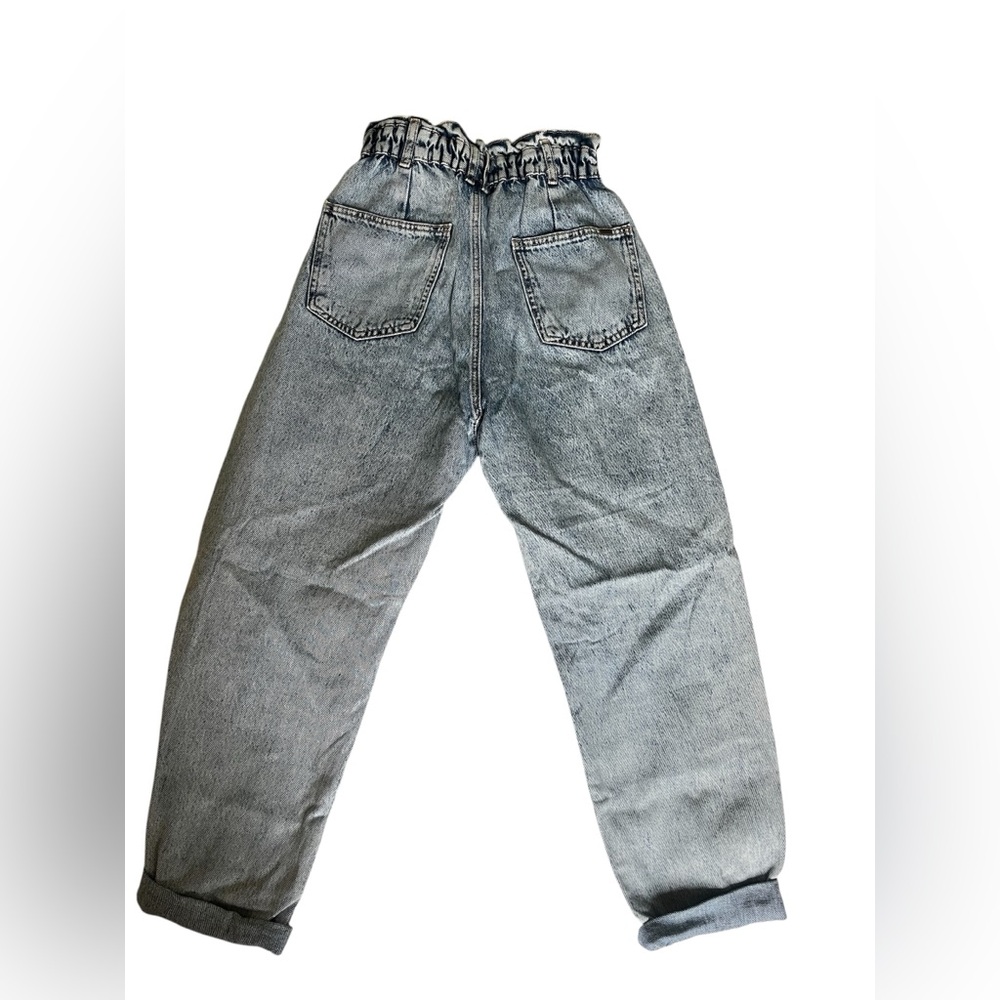 Zara blue & white paperbag jeans - Picture 4 of 7